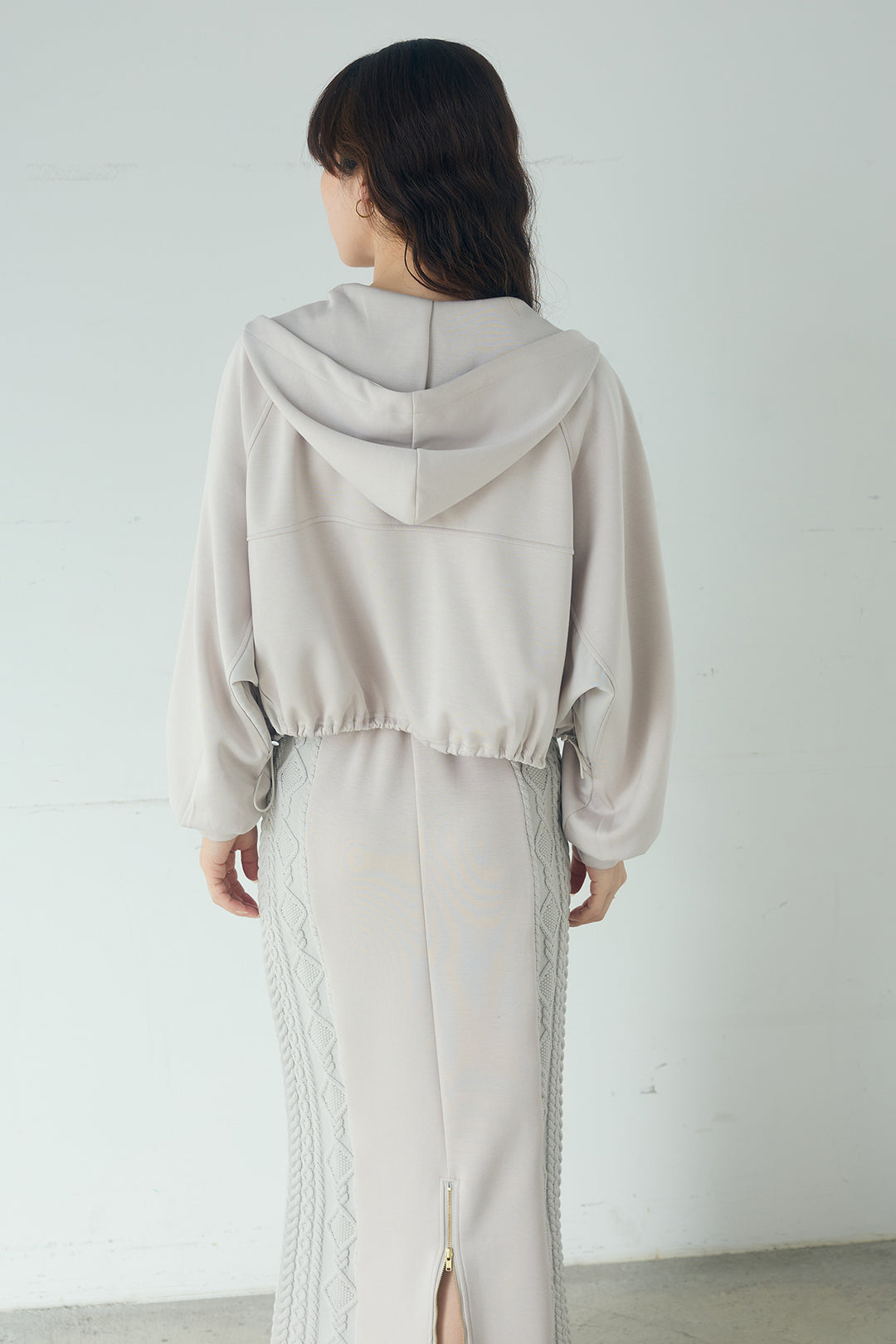 [SET]ドルマンショートフーディー+異素材切り替えスウェットパンツ(2set)