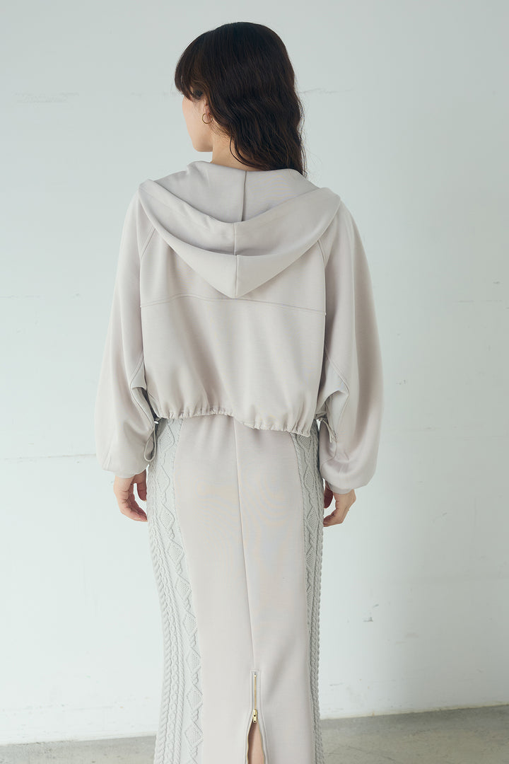 [SET]ドルマンショートフーディー+異素材切り替えスウェットパンツ(2set)