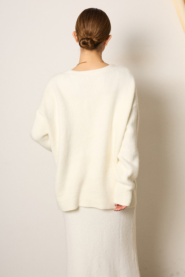 [SET]丸ボタン起毛ニットカーディガン+起毛ニットロングスカート+ストレッチレースクルーネックプルオーバー(3set)