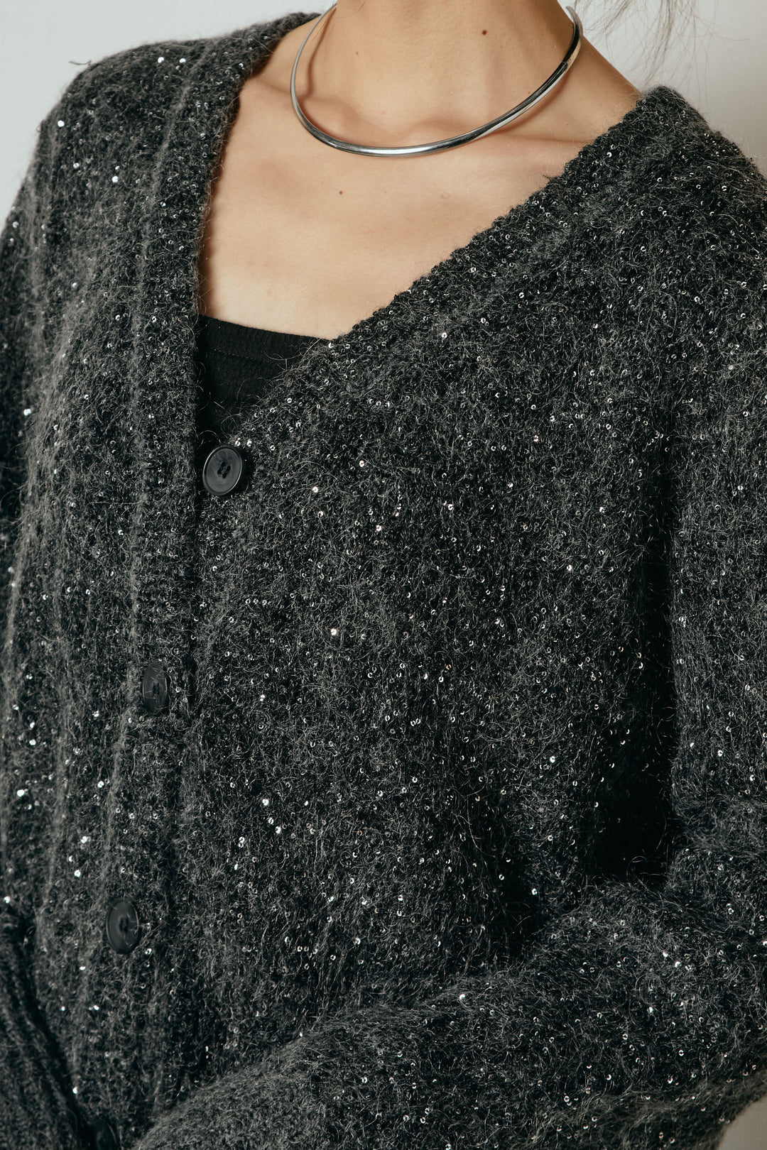 [SET]ミニラメニットカーディガン+ミニラメニットスカート(2set)