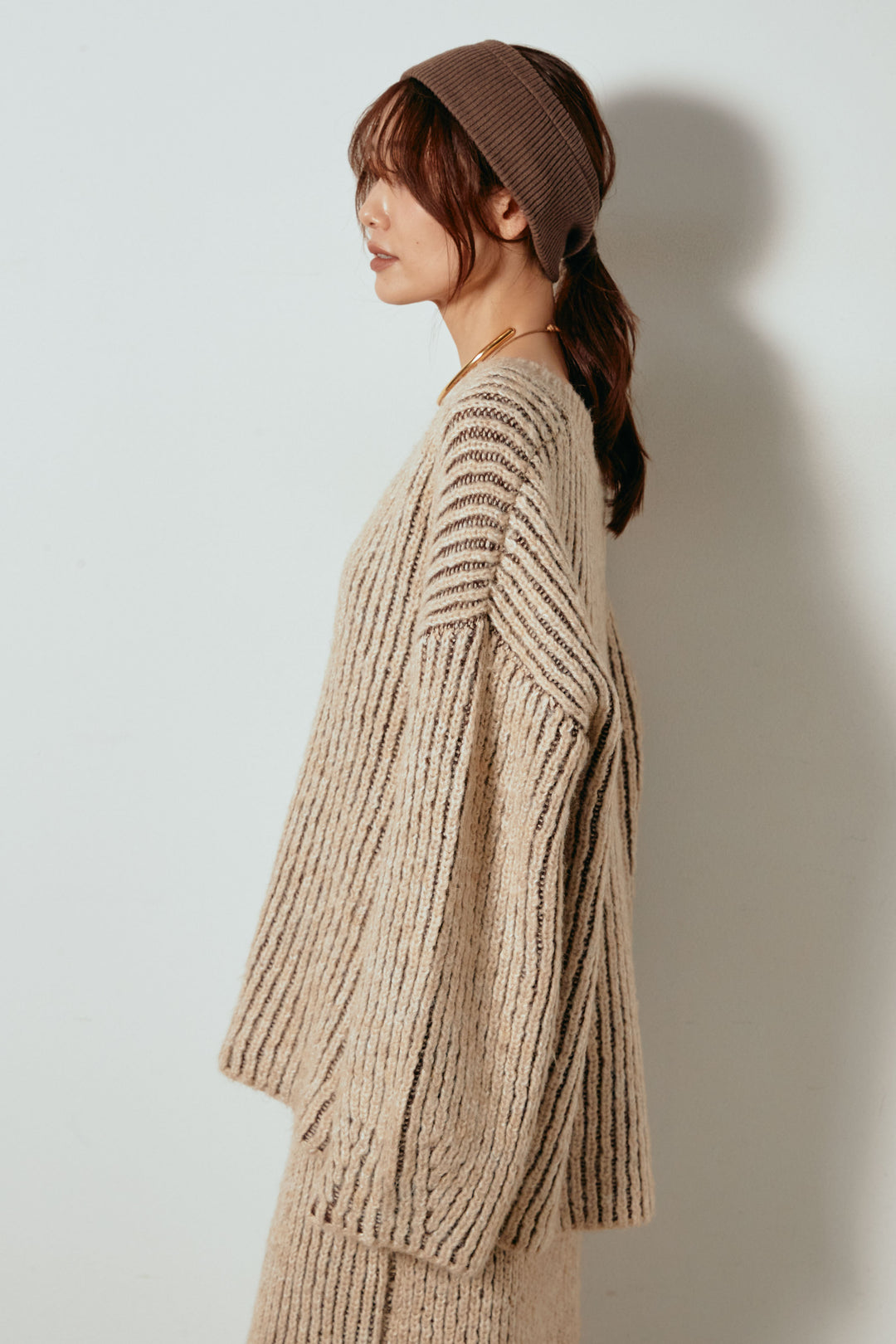 [SET]アルパカタッチ深Vニットトップス+アルパカタッチニットタイトスカート(2set)