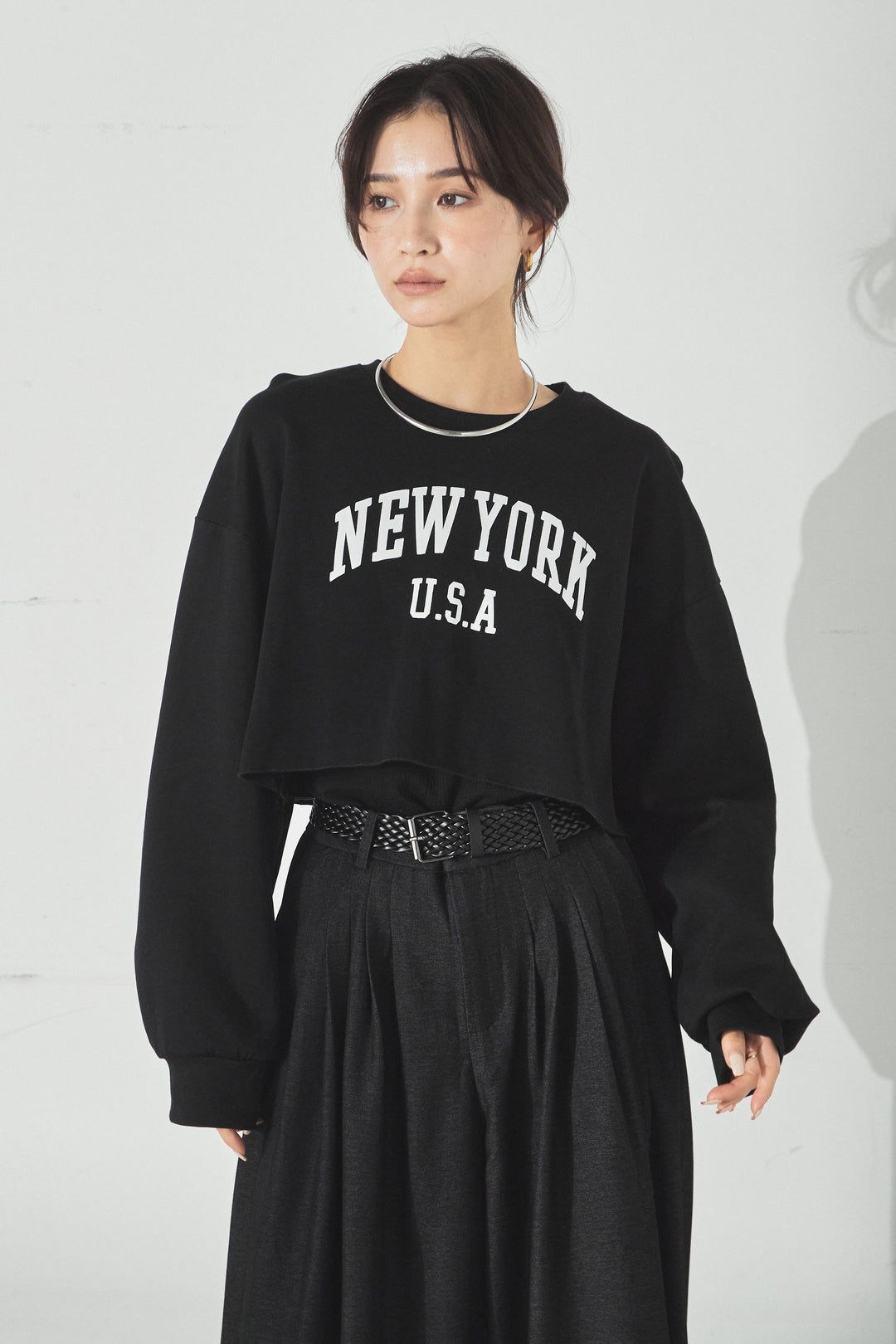 ニューヨークロゴショート丈プルオーバー/グレー