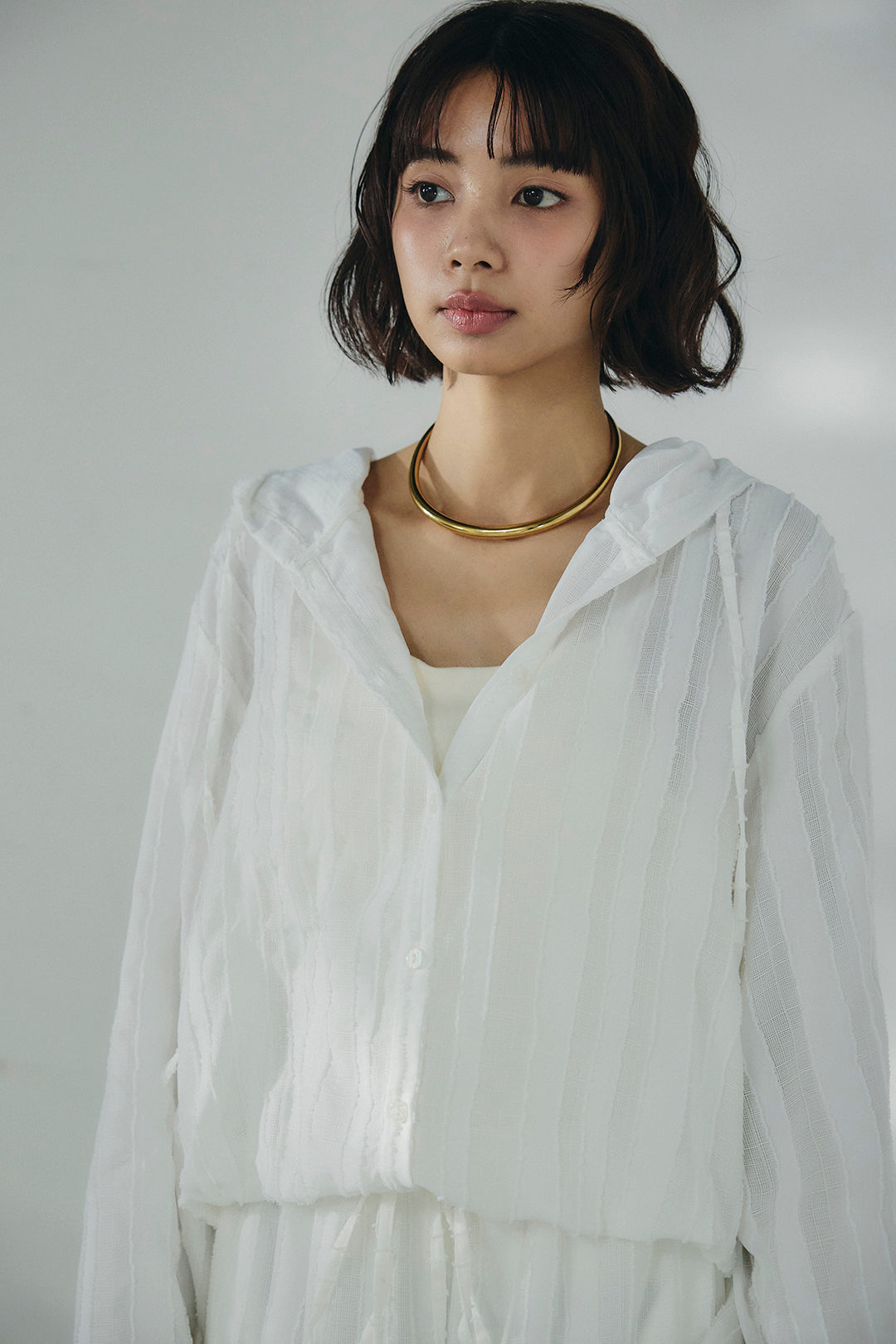 [SET]ストライプジャガードフードシャツ+ストライプジャガードロングイージーパンツ(2set)