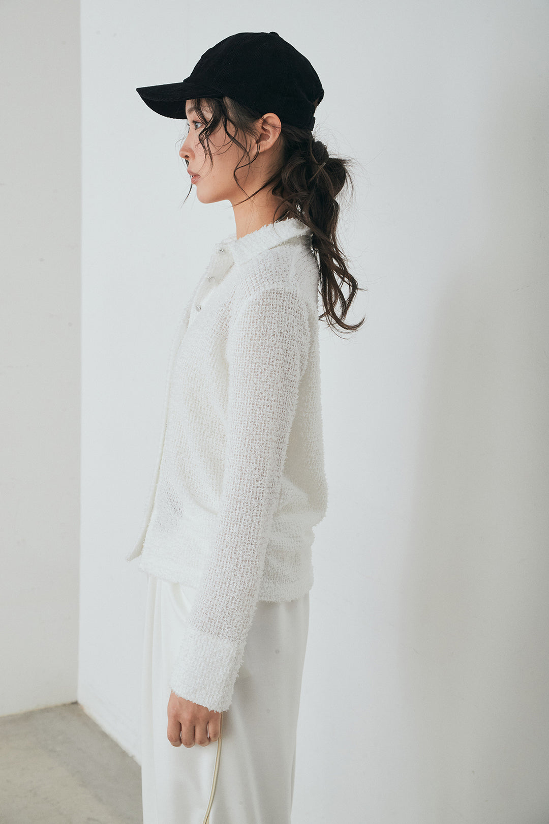 [SET]カールヤーンシャツ+ライトダンボールウェーブラインドレープパンツ(2set)