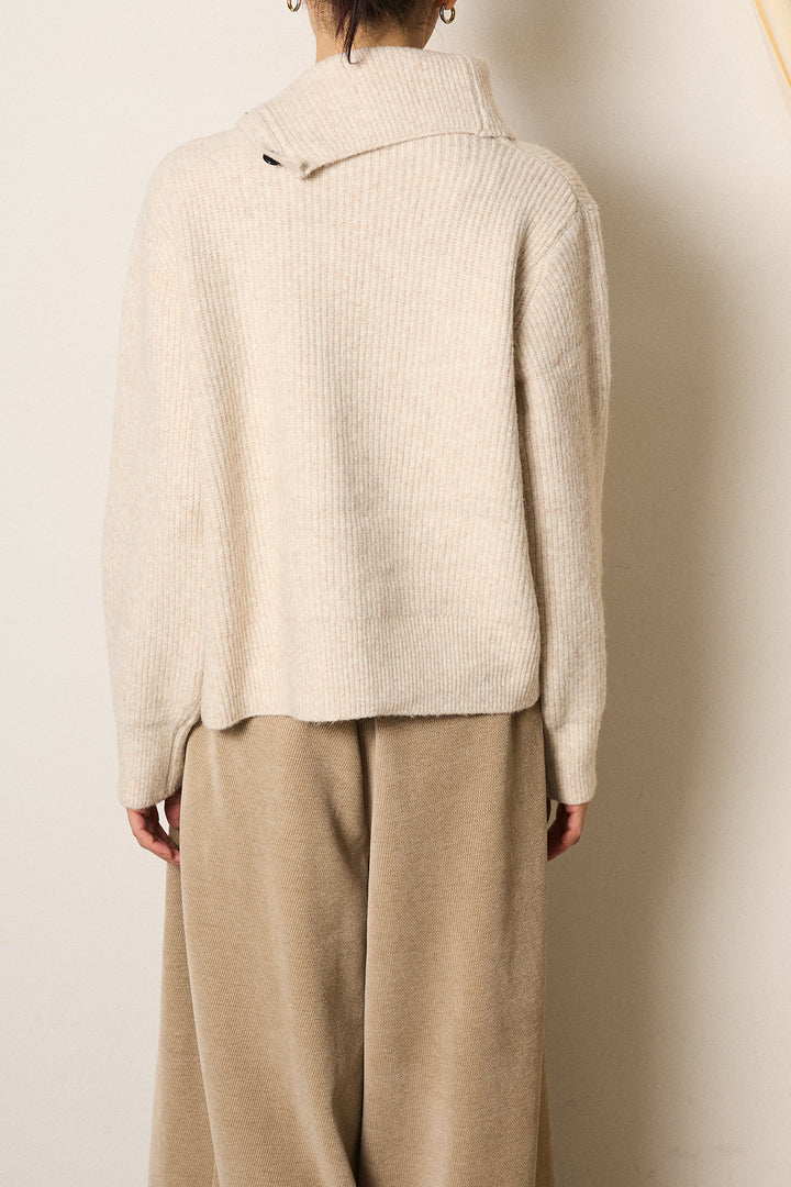 [SET]ボタンデザインネックニットプルオーバー+ベルトループコーデュロイワイドパンツ(2set)