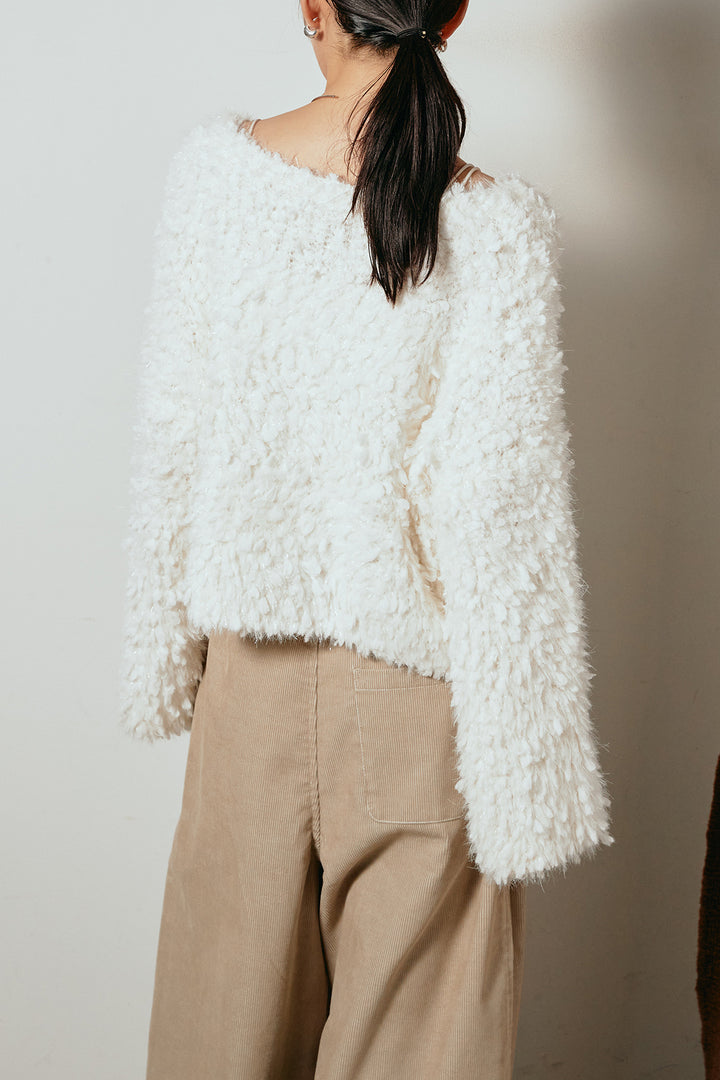 [SET]深Vネックチョウチョヤーンニットトップス+フェイクレザーベルト付き切り替えタータンチェックスカート(2set)