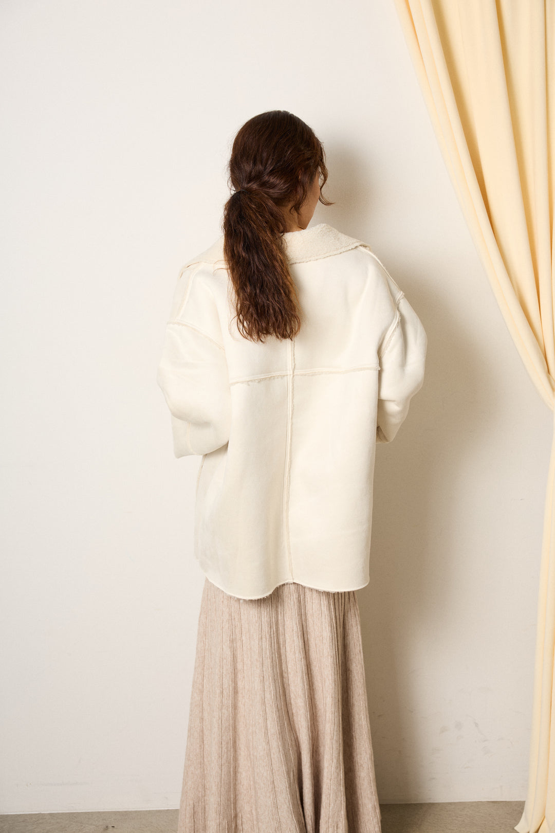 [SET]エコムートンカバーオール+編み地切り替えフレアニットスカート(2set)