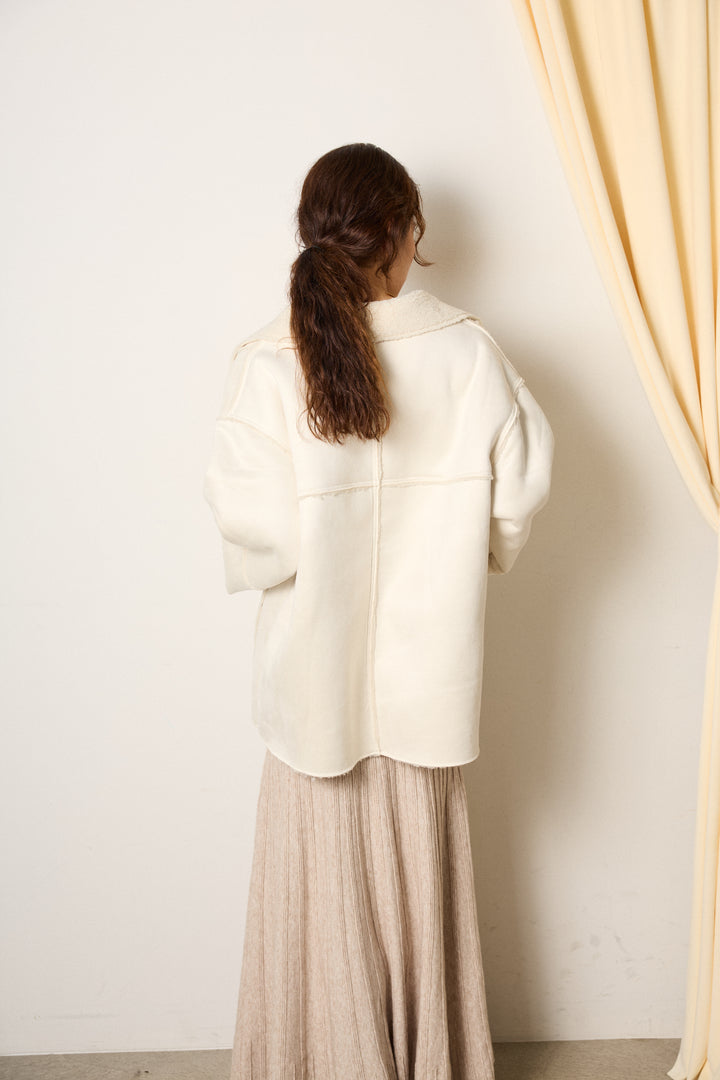 [SET]エコムートンカバーオール+編み地切り替えフレアニットスカート(2set)