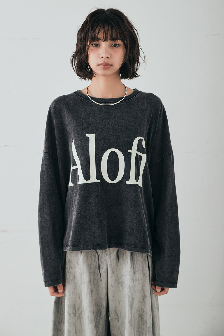 [SET]裾センタードロストロゴプリントワイドTシャツ+紐ベルト付きかすれ柄ワイドスラックス(2set)