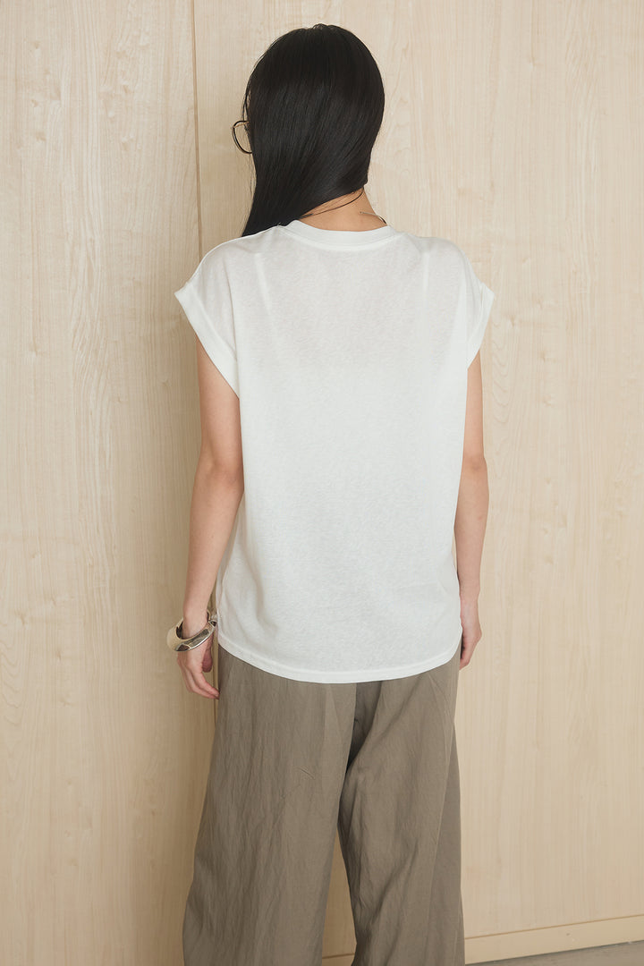 [SET]スクエアニュアンス柄Tシャツ+前結びタックワイドパンツ(2set)