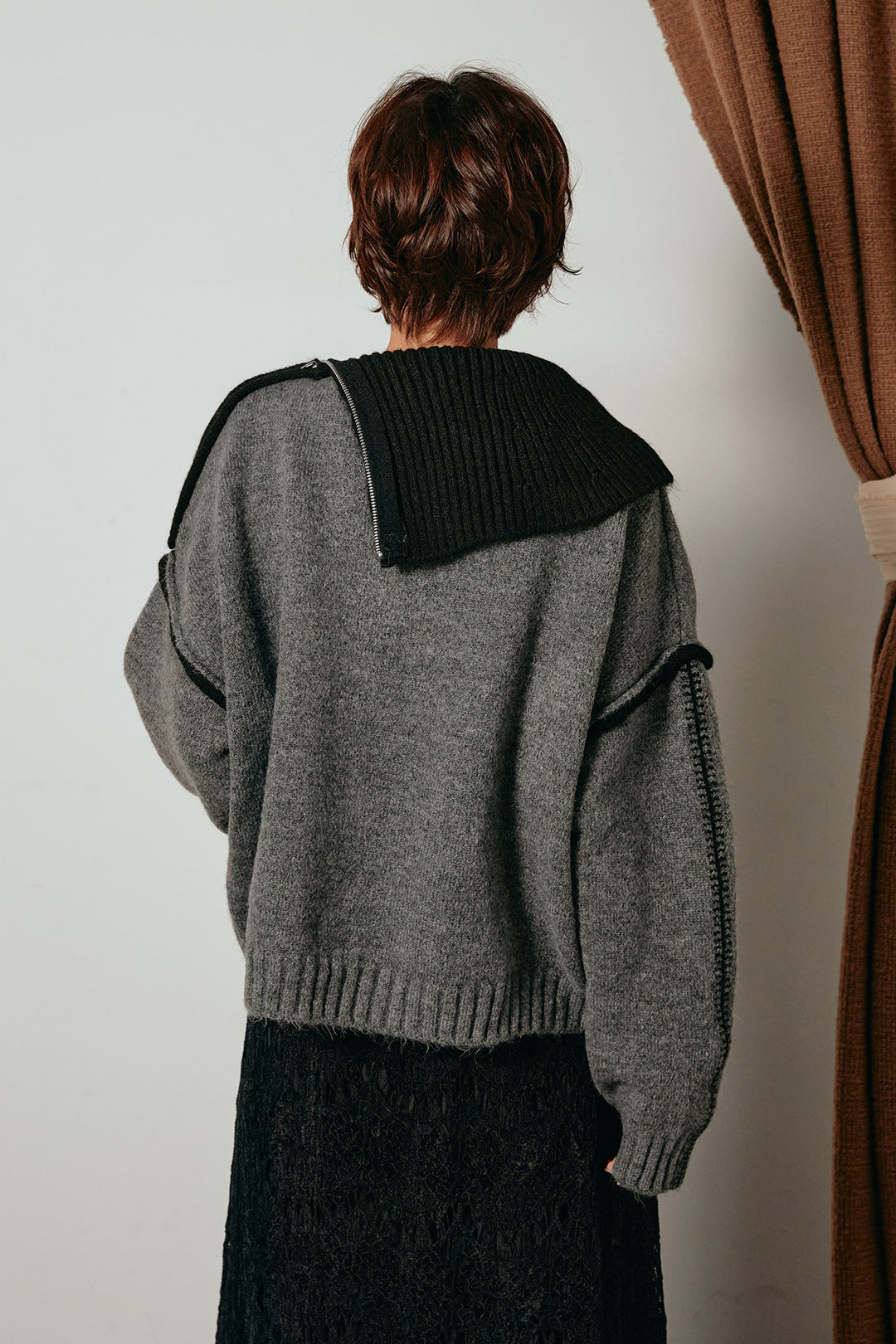 [SET]ハイネックジップデザインニットトップス+フロントタック入りコーデュロイパンツ(2set)