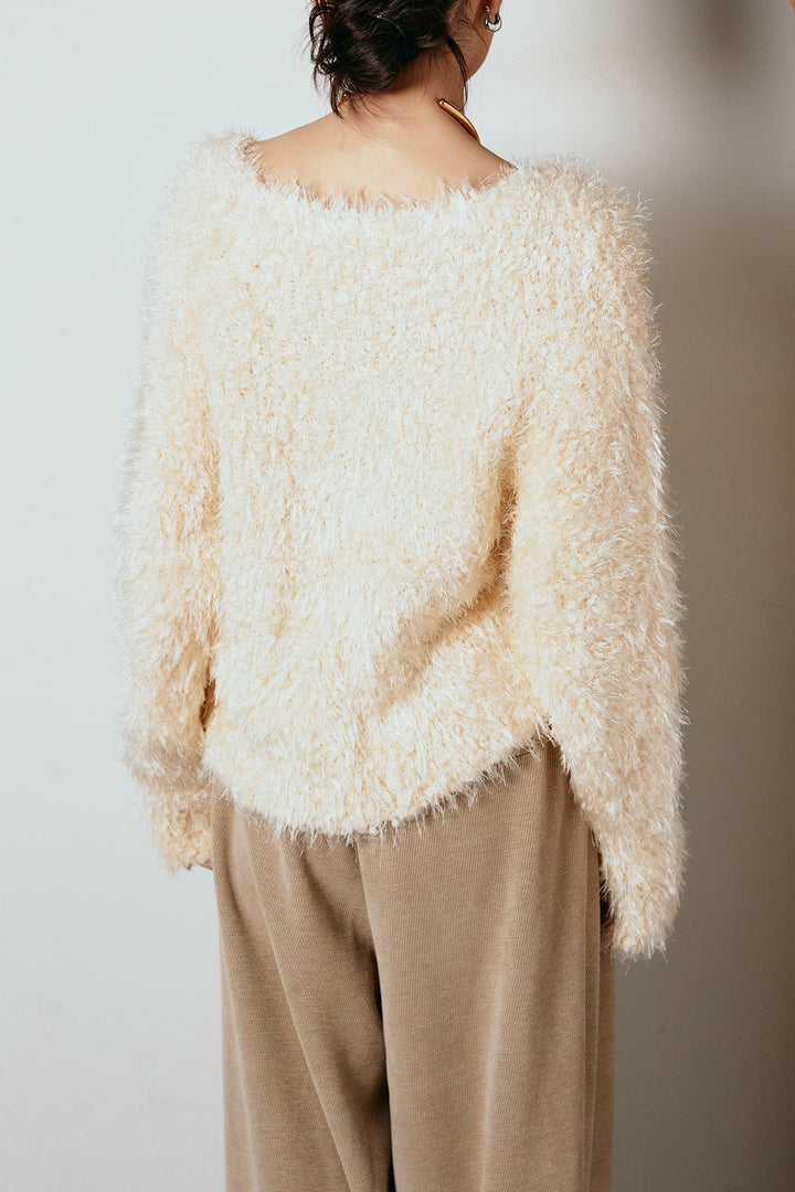 シャギークロスニットトップス