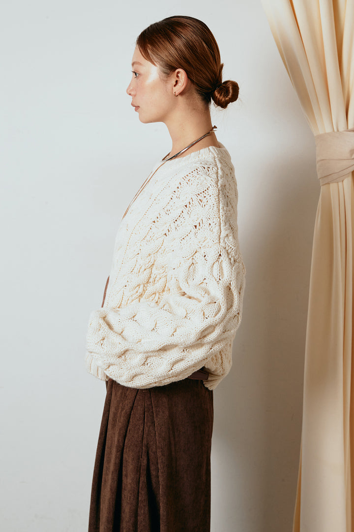 [SET]バルキーケーブルプルオーバー+コーデュロイサイドタックコクーンパンツ(2set)