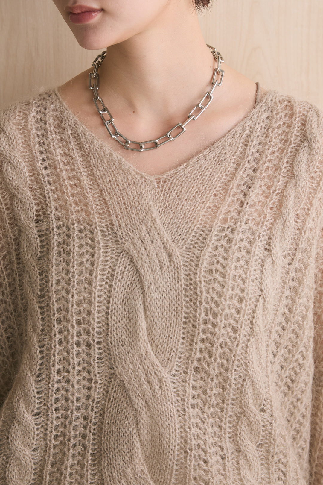 シアーモヘアケーブルVニックニット