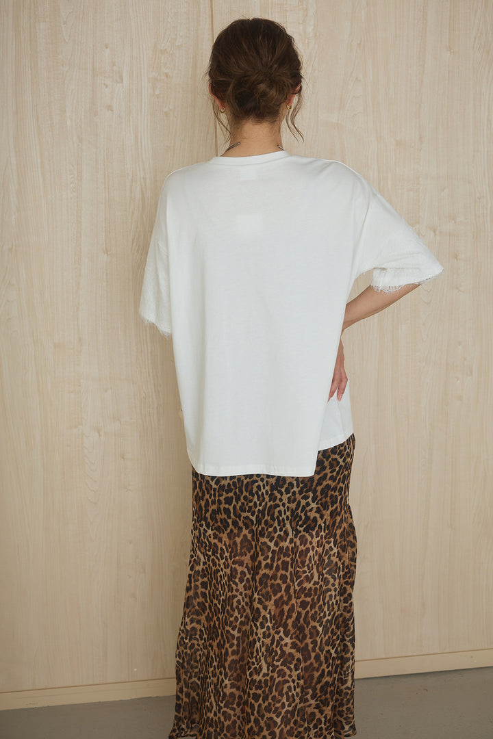 [SET]レースロゴプリントTシャツ+ミニ裏毛ストレートスカート(2set)