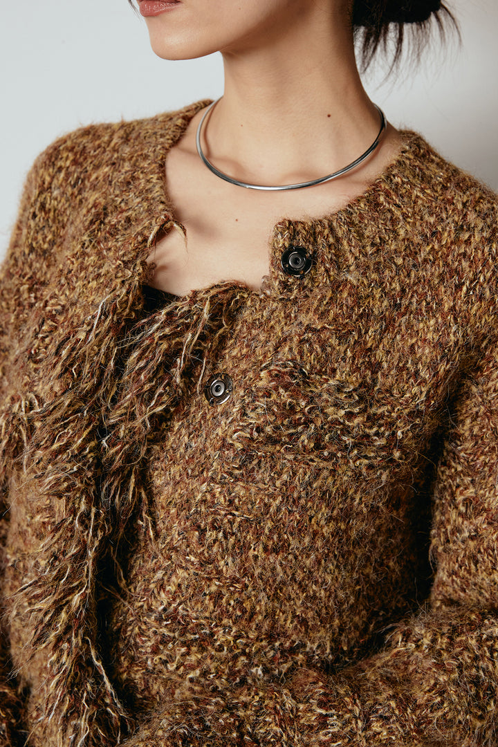 フリンジニットカーディガン