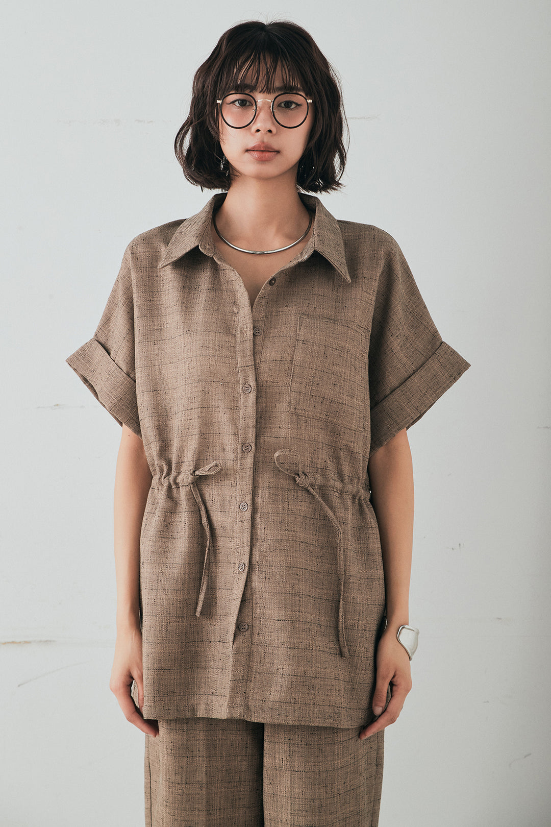 ツイードウエストドロストシャツ