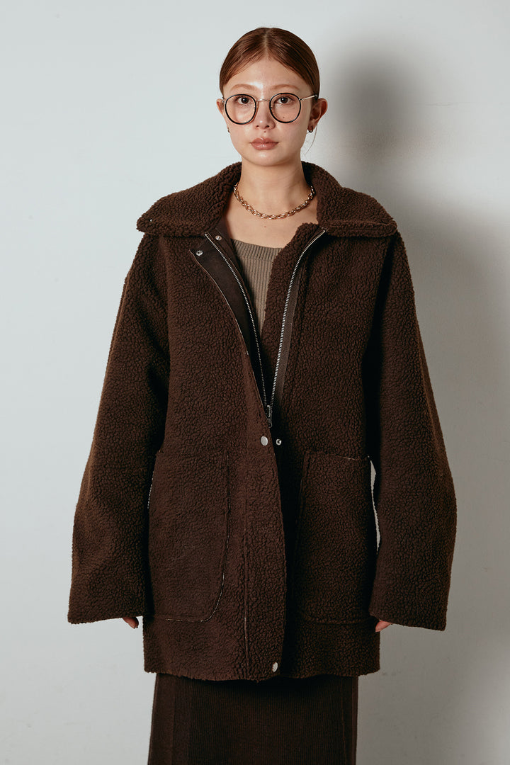 [SET]リバーシブルエコムートンコート+リブナローニットスカート(2set)