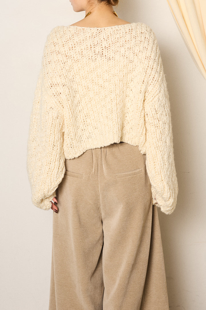 [SET]チャンキースラブニットクロップドプルオーバー+クラシックヘリンボーンサロペット(2set)