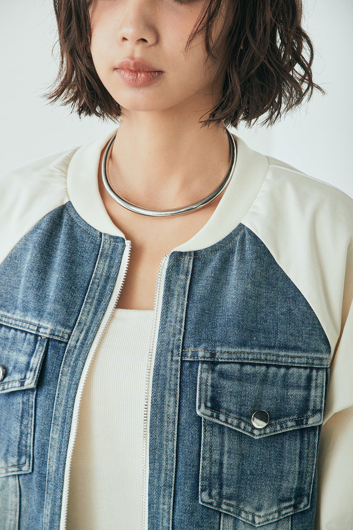 【着回しセット】[SET]テンセルデニムシャツ+テンセルデニムイージーワイドパンツ+ナイロンデニムドッキングブルゾン(3set)