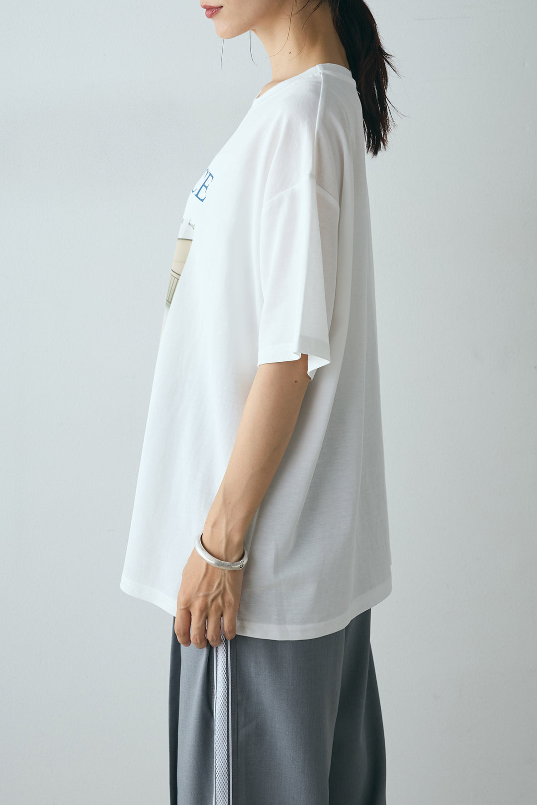[SET]AMBIENCEフォトプリントTシャツ+サイドラインワイドスラックスパンツ(2set)