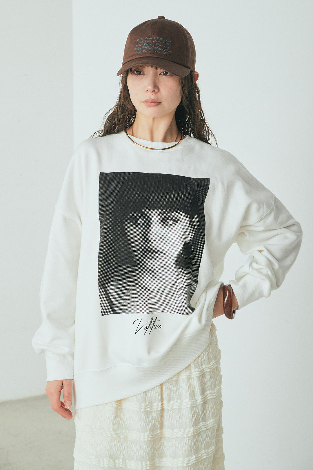 裏毛フェイスフォト＆ロゴプリントBIGプルオーバー