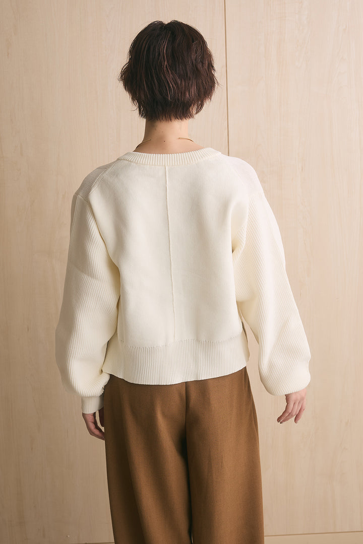 [SET]スポンディッシュBIGボタンクルーネックニットカーデ+起毛レオパード柄カーブワイドパンツ(2set)