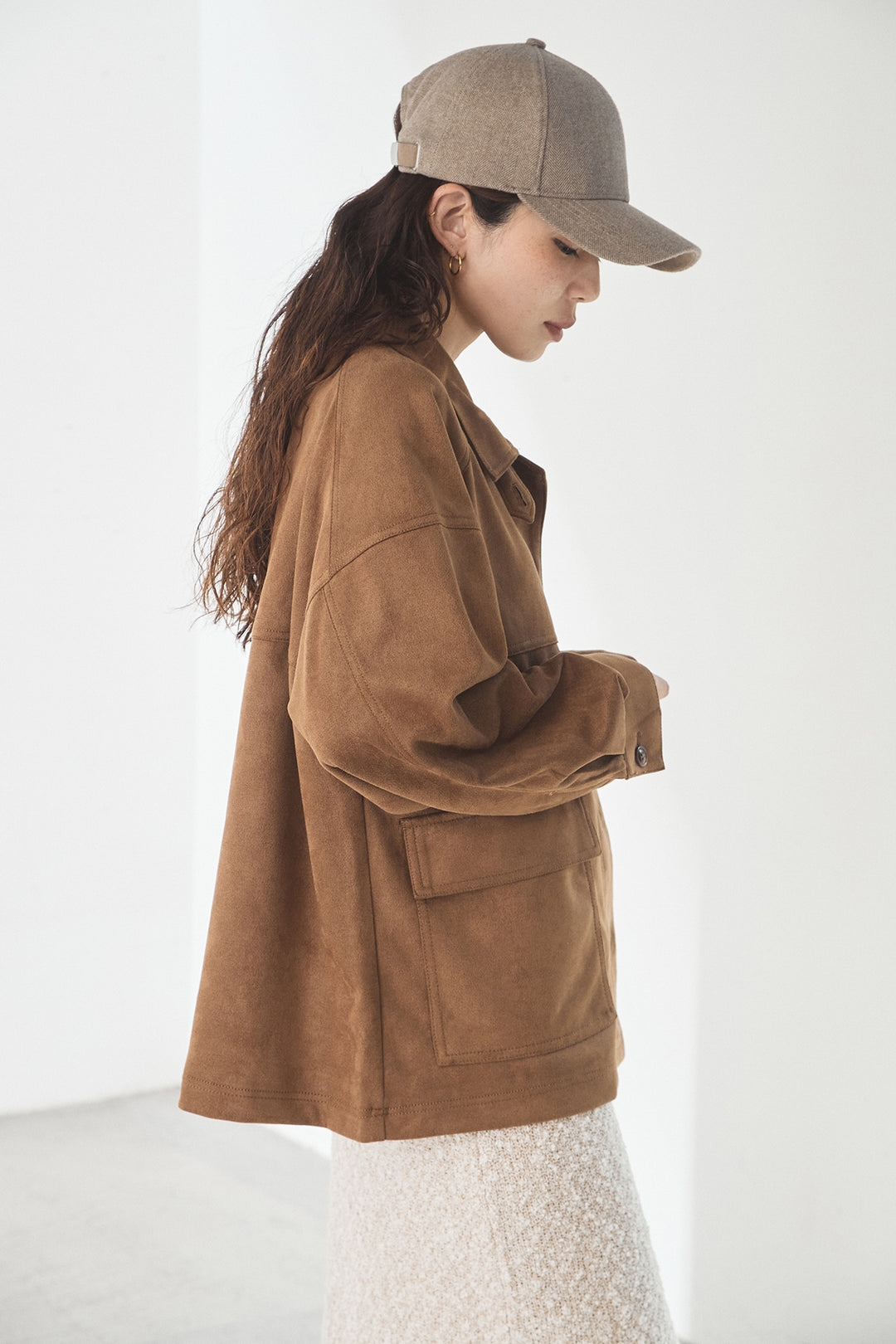 [SET]デカポケスエポンジャケット+ツイード風MIXスラブスカート(2set)