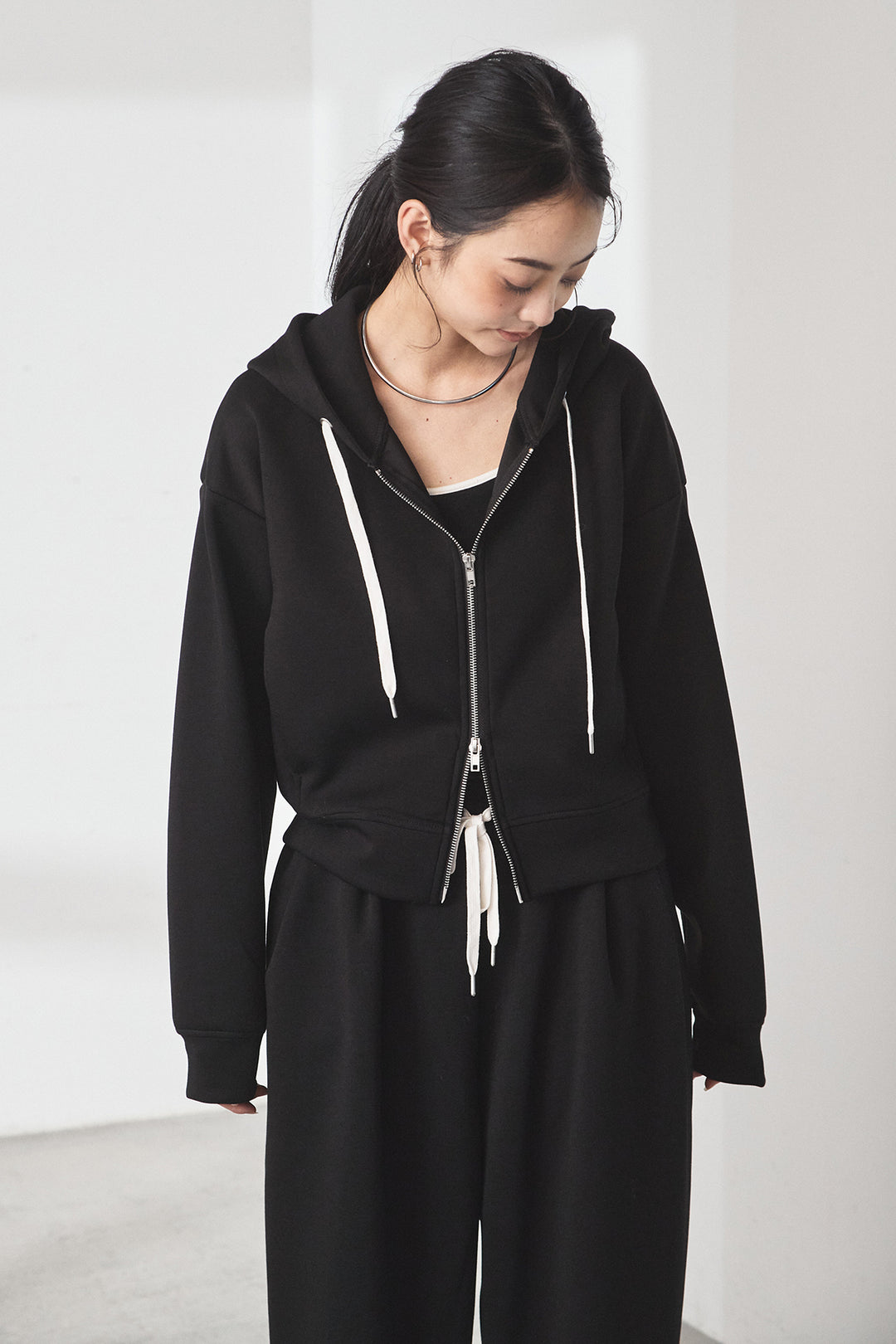 スウェットドルマンジップフードパーカー