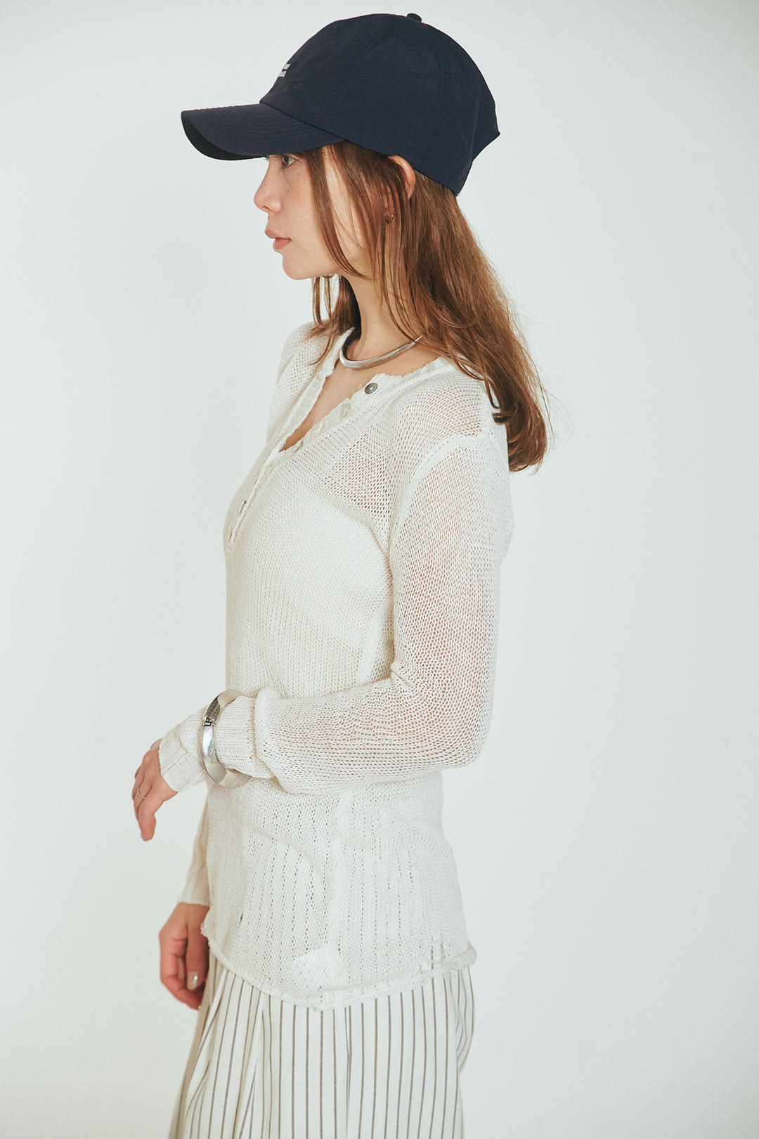 [SET]ヘンリーネックダメージニットプルオーバー+ビックベルトループタックベルト付きワイドパンツ(2set)