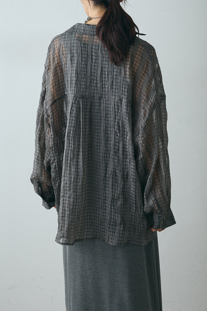 シアーマルチチェック柄シャツ