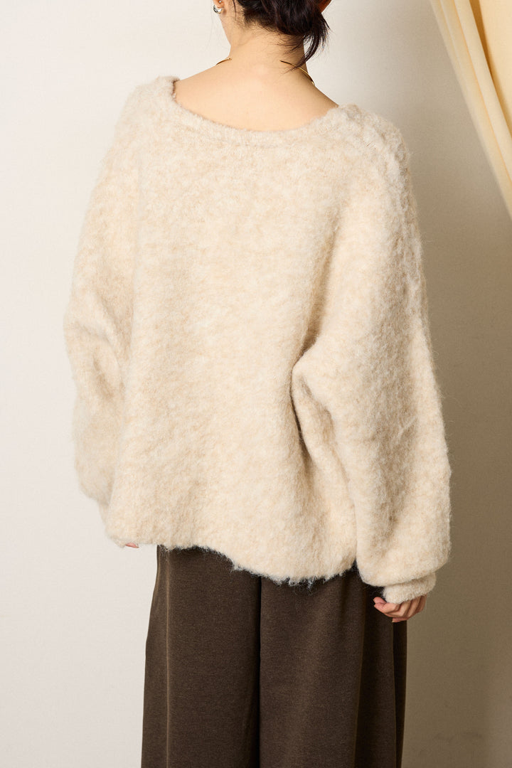 [SET]ウール混透かしロゴニットカーディガン+花柄刺繍ベロアフレアスカート(2set)