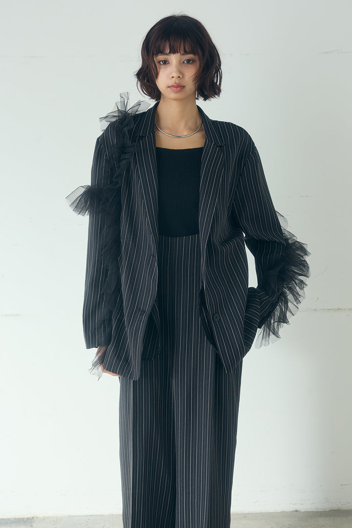 チュールヘリンボーンストライプジャケット