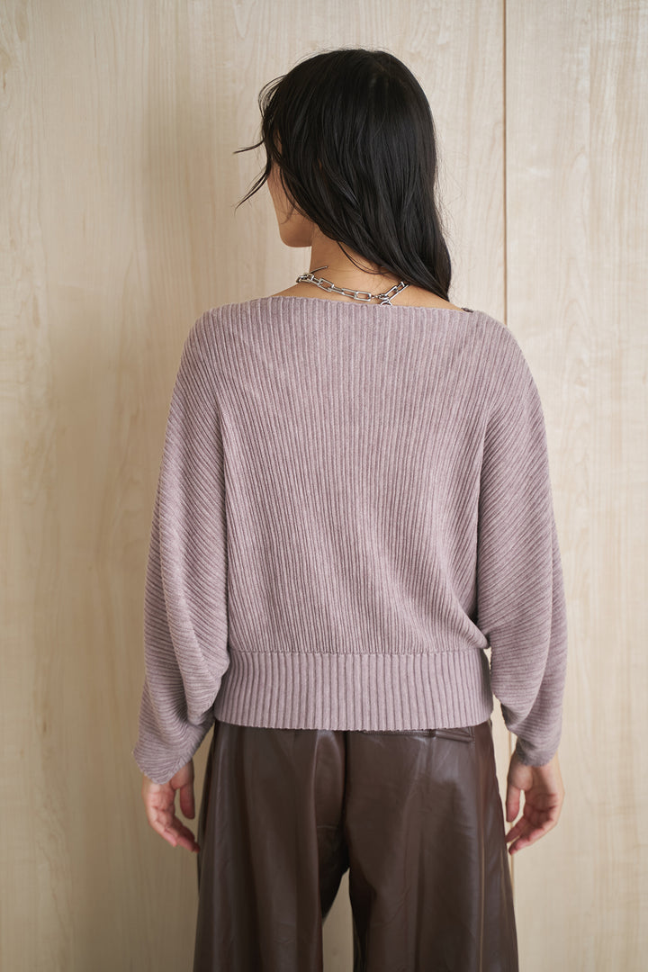 [SET]ドルマンスリーブクロップドリブニット+レザーライクタックワイドパンツ(2set)