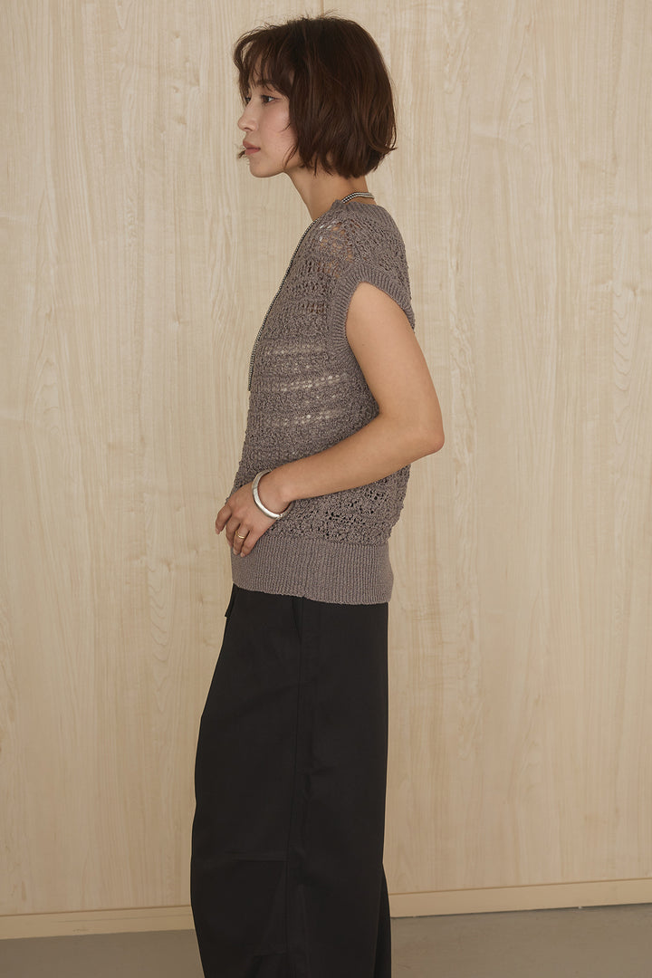 [SET]透かしレース編みフレンチニット+巻きロングスカート(2set)