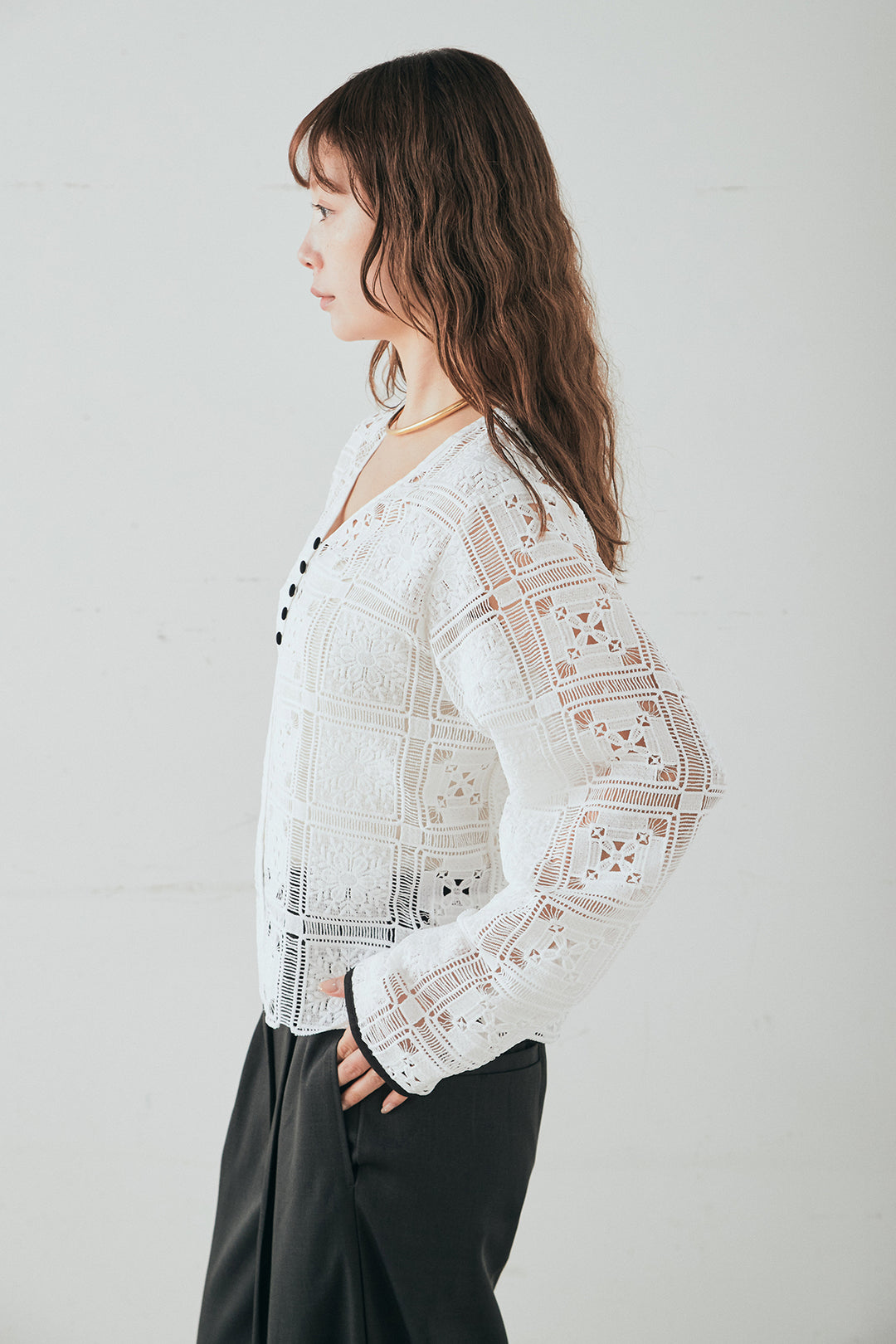 [SET]クロシェレースカーディガン+クロシェレースイージーパンツ(2set)