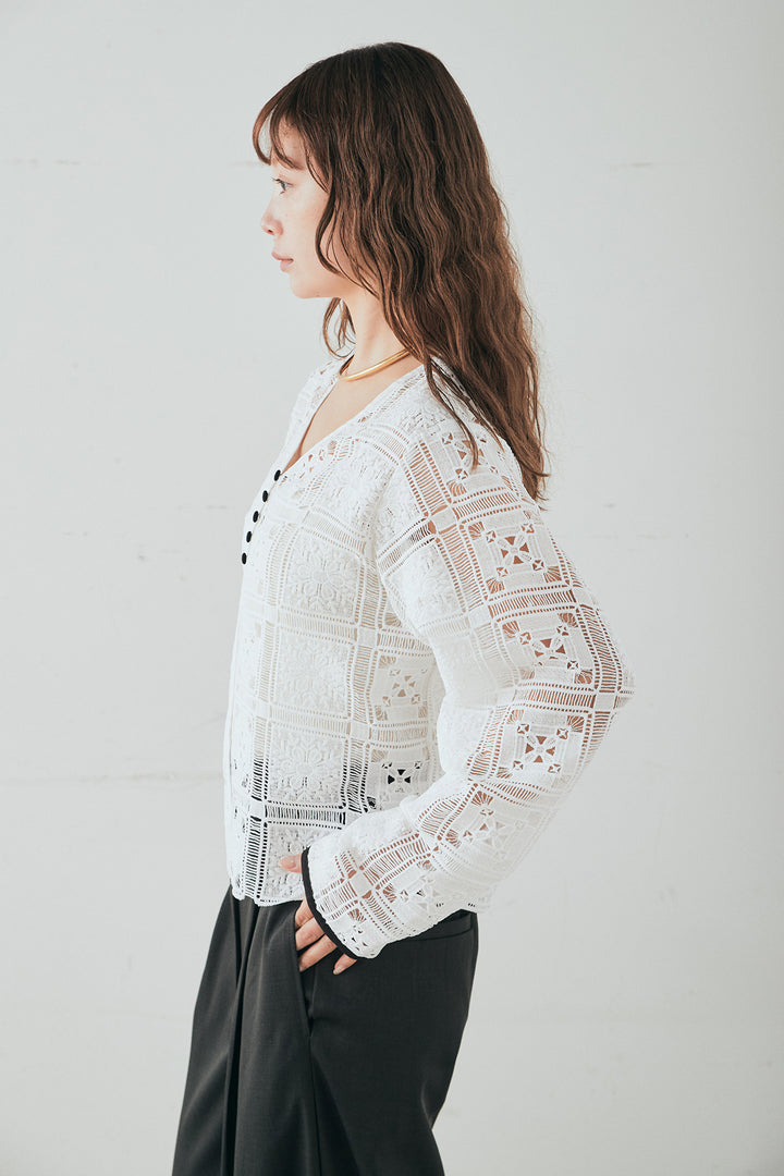 [SET]クロシェレースカーディガン+クロシェレースイージーパンツ(2set)