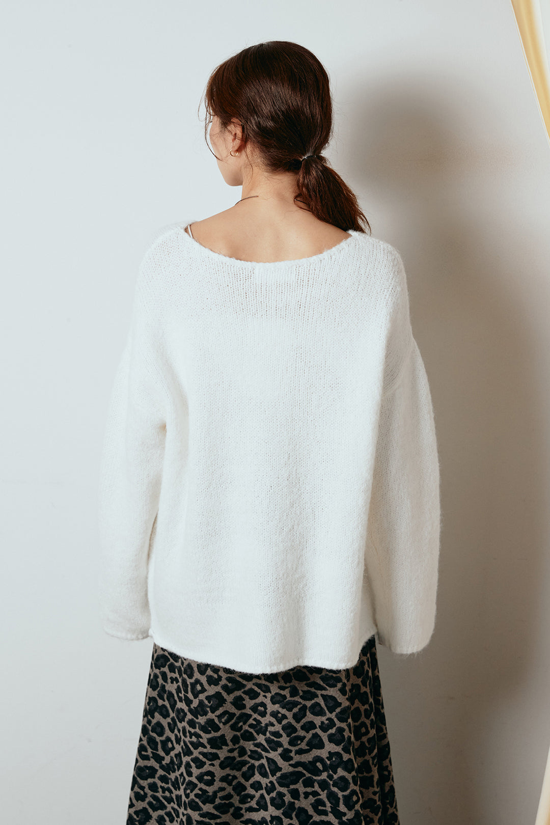 [SET]フロントロゴデザインニットトップス+ラップ巻きワイドスラックス(2set)