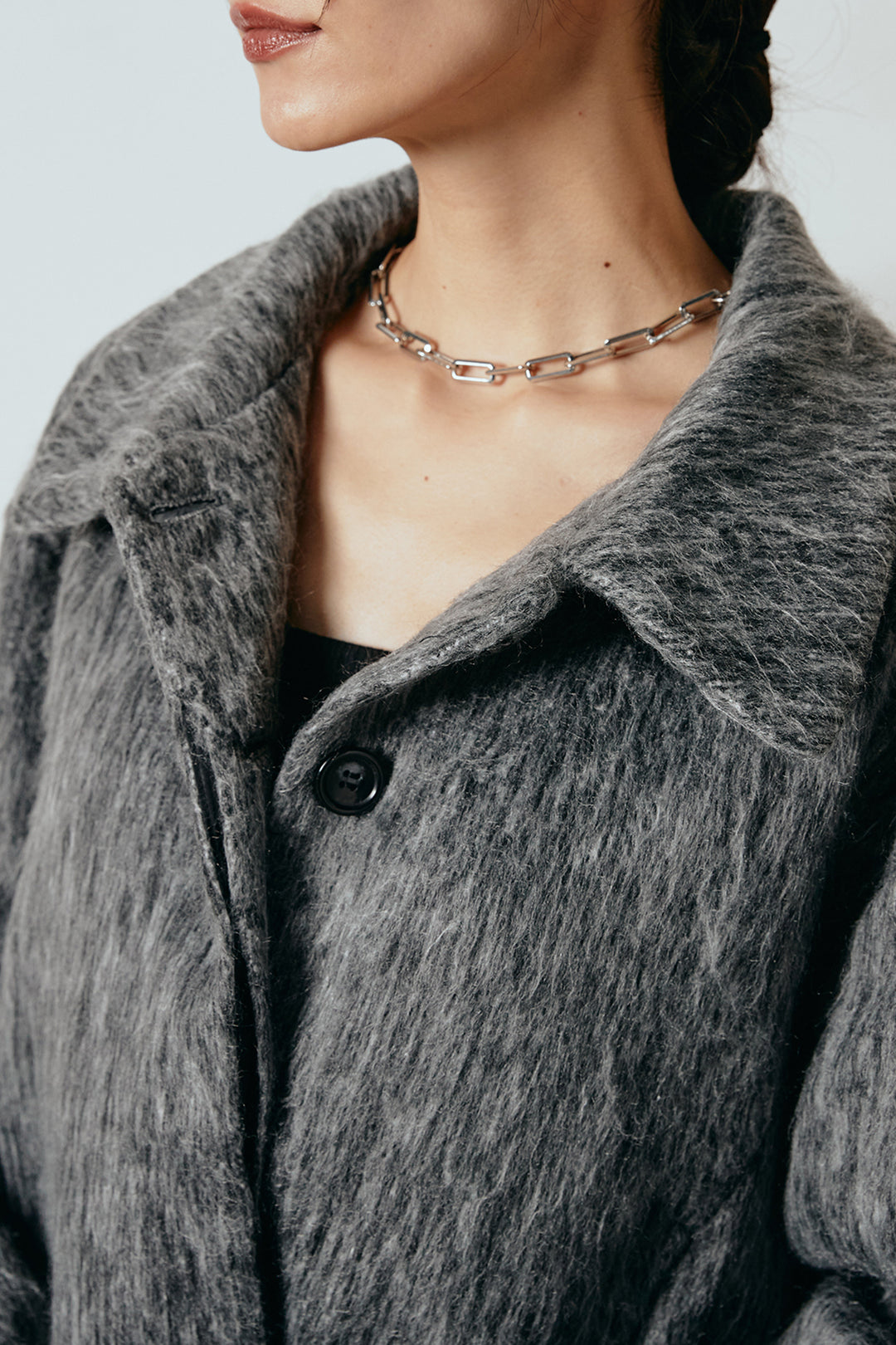 [SET]シャギーショートジャケット+スクエアチェック柄ワイドパンツ(2set)