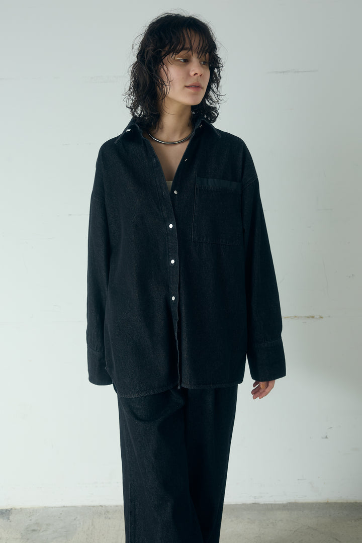 [SET]ライトオンスデニムシャツ+ライトオンスデニムルーズパンツ(2set)