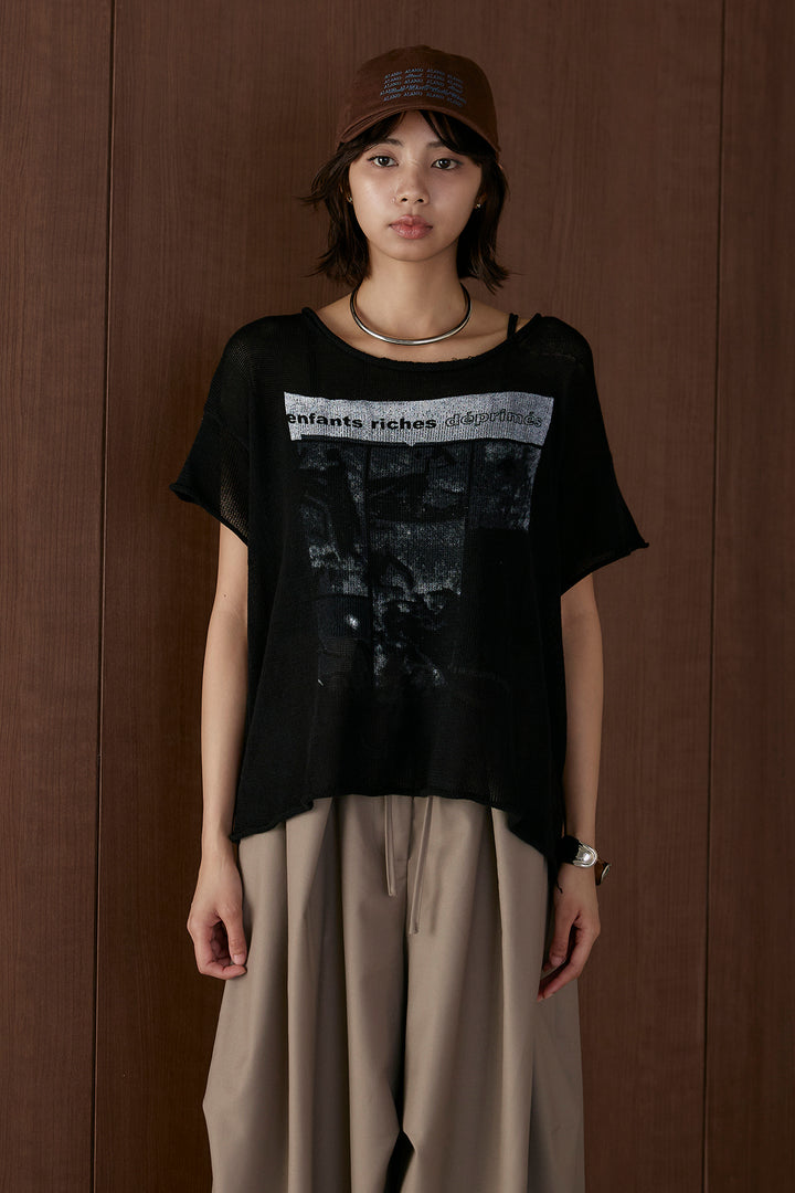 [SET]半袖モノトーングラフィックトップス+前後2WAYテンセルデニムサロペット(2set)