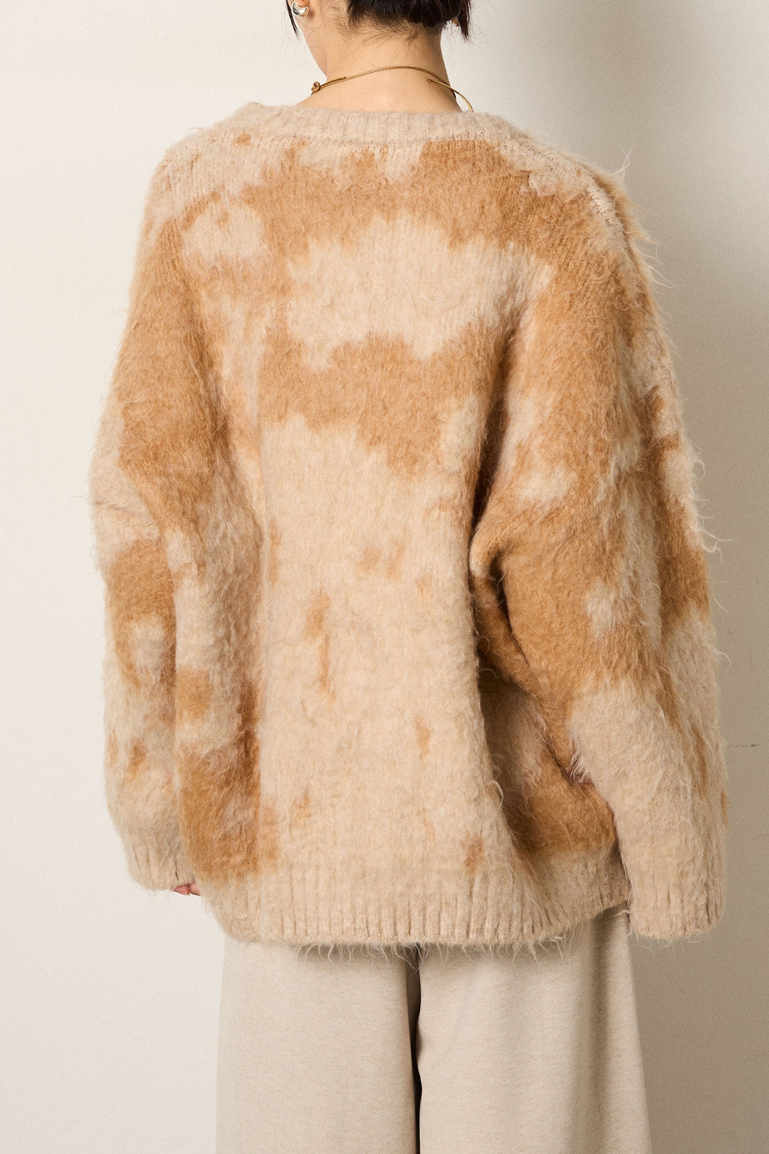 [SET]モヘアタッチマーブルニット+サイドベルトパンツ(2set)