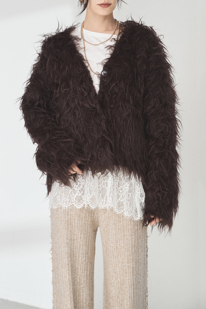 起毛オーバーニットカーディガン