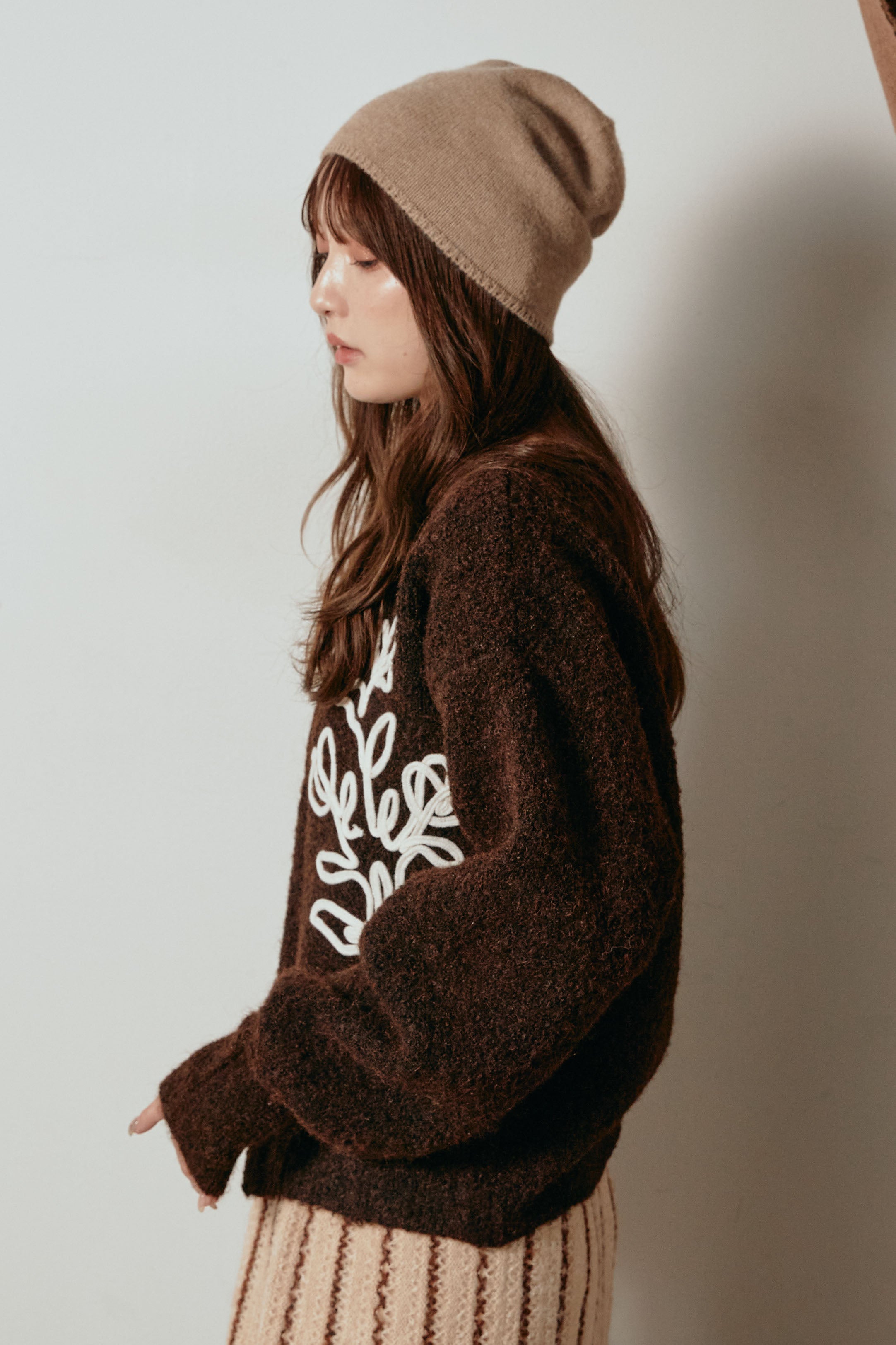 テープ刺繍ニットカーディガン ESICA エシカ テープ刺繍ニットカーディガン ESICA エシカ カーデ カーディガン 刺繍