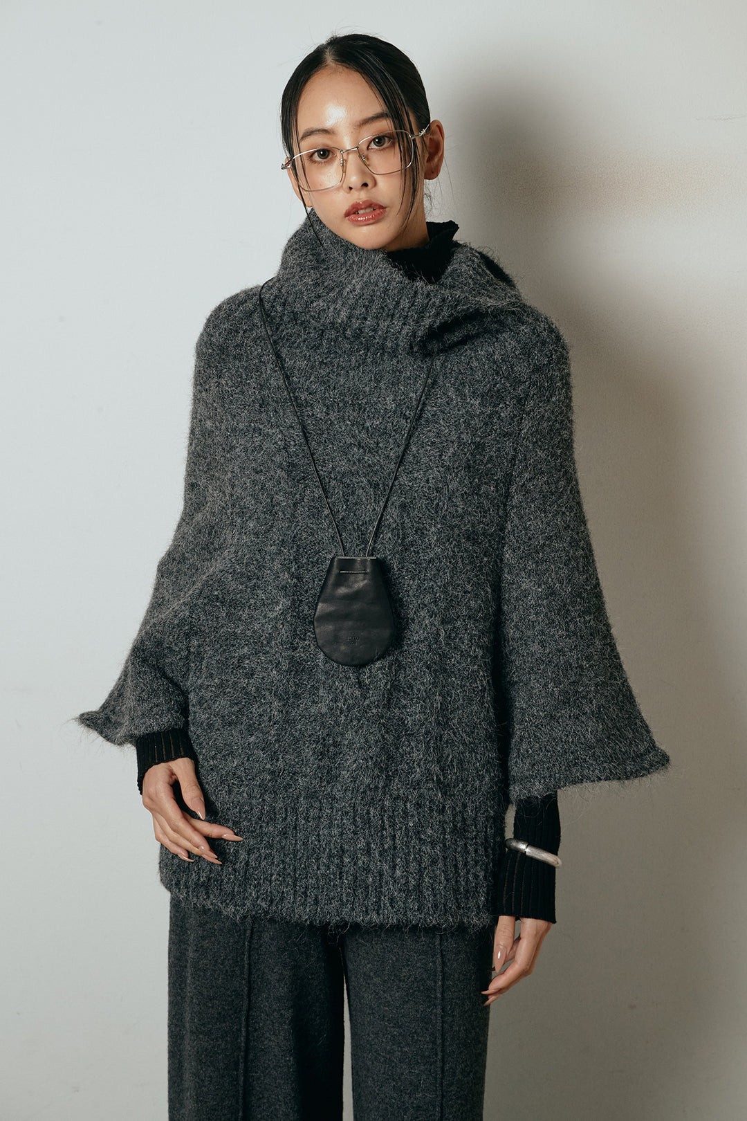 [SET]起毛ミディアムスリーブニットトップス+センターラインニットパンツ(2set)