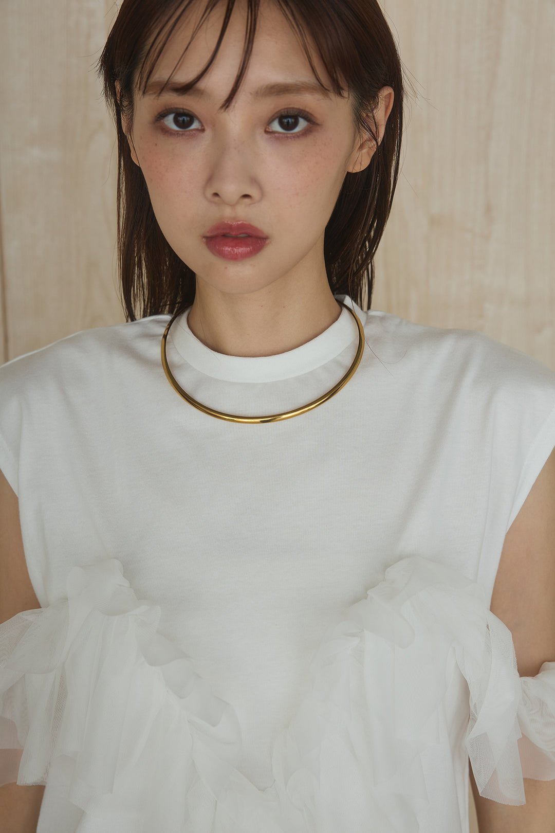 チュールフリルフレンチTシャツ