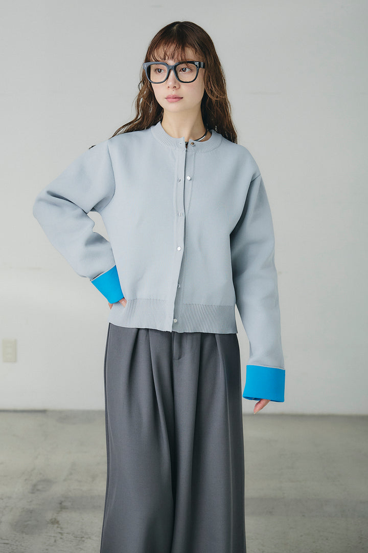 リバーシブル配色ニットカーディガン