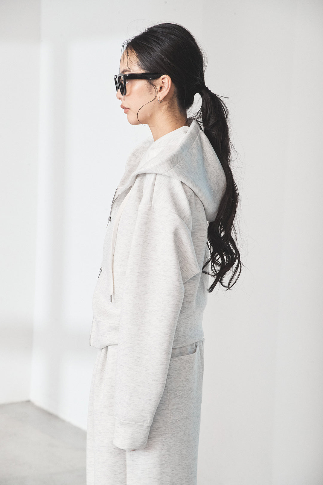 スウェットドルマンジップフードパーカー