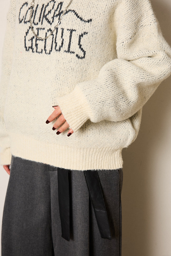 [SET]ロゴシャギーニットプルオーバー+グレンチェック柄フロントジップタイトスカート(2set)