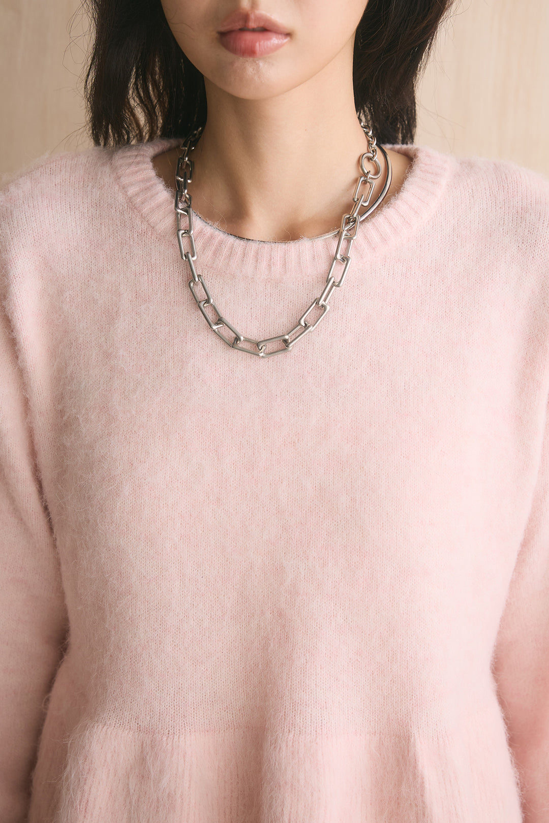 モヘアぺプラムクルーネックプルオーバー